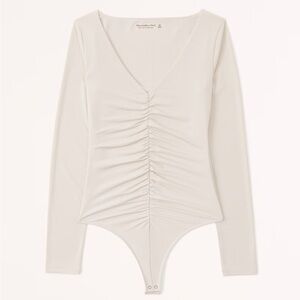 Abercrombie white ruched bodysuit (size s)